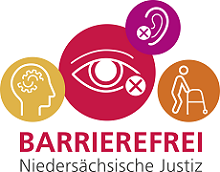 "Logo: Barrierefreiheit - Niedersächsische Justiz (zu den Informationen zur Barrierefreiheit)"